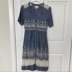 Anthropology dress w/lace cut-outs.